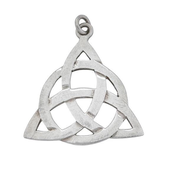 Estate Sterling Silver 925 Celtic Knot Triangle Pendant - Picture 3 of 8